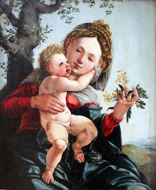 Madonna with Field Flowers, vintage artwork by Jan van Scorel, A3 (16x12") Poster Print