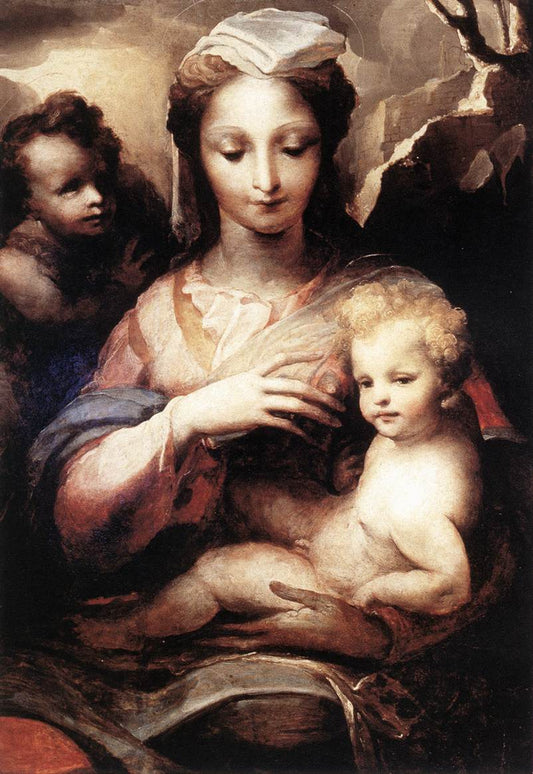 Madonna with the Infant Christ and Saint John the Baptist, vintage artwork by Domenico Beccafumi, A3 (16x12") Poster Print