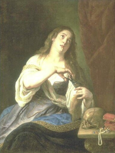 Magdalen Renouncing all Vanities to the World, vintage artwork by Gaspard de Crayer, 12x8" (A4) Poster