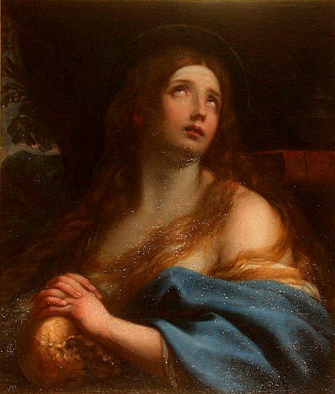 Magdalene Praying, vintage artwork by Francesco Albani, 12x8" (A4) Poster