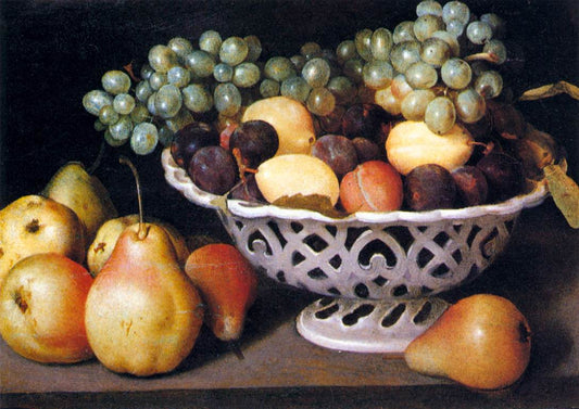 Maiolica Basket of Fruit, vintage artwork by Fede Galizia, 12x8" (A4) Poster