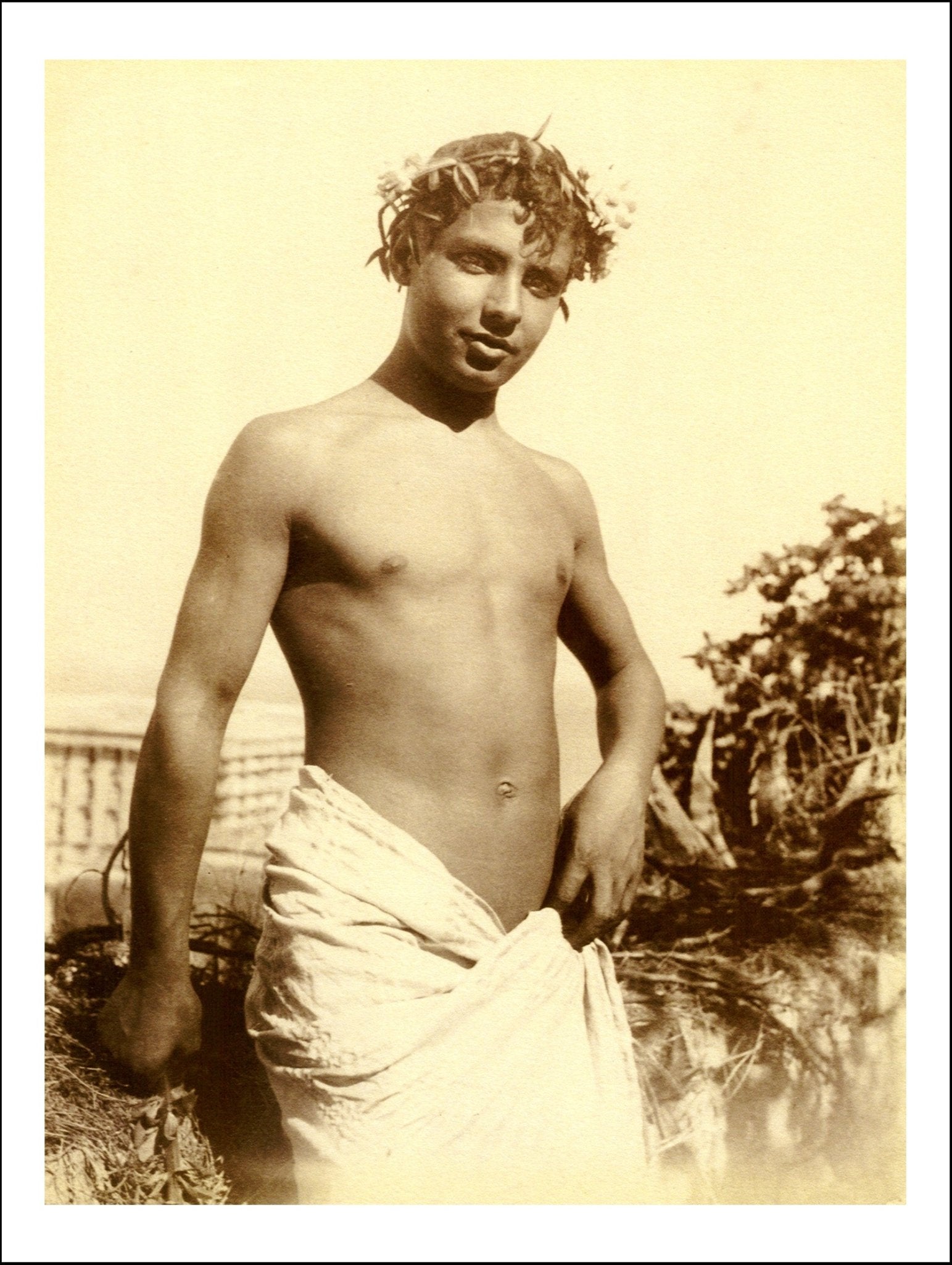 male nude Pietro nel giardino di Posillipo by Wilhelm von Gloeden, histoic photo, 12x8" (a4) Poster Print