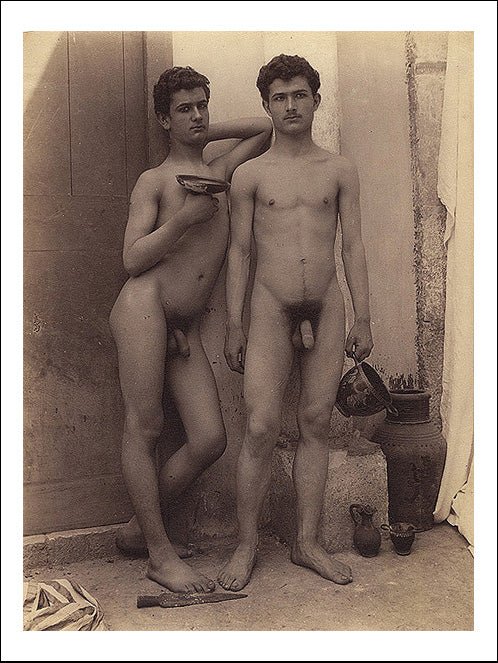 male nudeAuch ich in Arkadien p. 107 by Wilhelm von Gloeden, histoic photo, 12x8" (a4) Poster Print