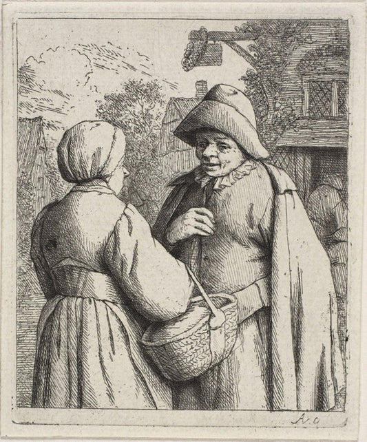 Man and Woman Conversing by  Adriaen van Ostade, 23x16"( A2 size ) Poster Print