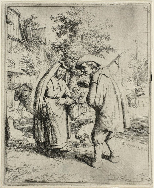 Man and Woman Talking by  Adriaen van Ostade, 23x16"( A2 size) Poster Print