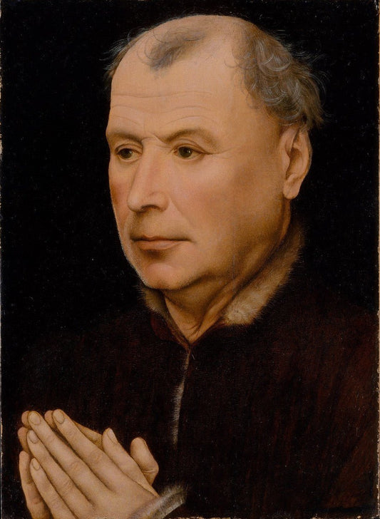 Man in Prayer, vintage artwork by Workshop of Robert Campin, A3 (16x12") Poster Print