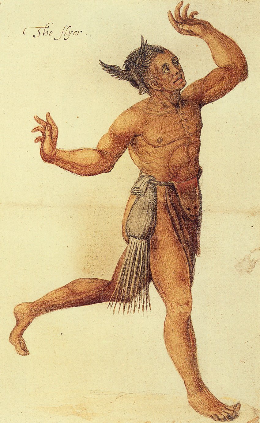 Man of the Secotan Indian Tribe in North Carolina, vintage artwork by John White, A3 (16x12") Poster Print