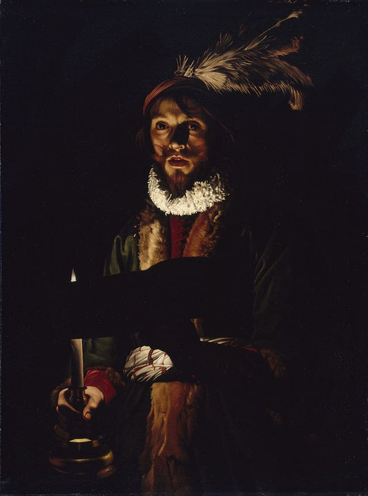 Man Singing by  Candlelight, vintage artwork by Adam de Coster, 12x8" (A4) Poster