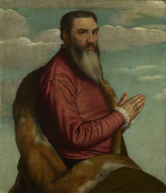 Man with a Long Beard Praying, vintage artwork by Moretto da Brescia, A3 (16x12") Poster Print