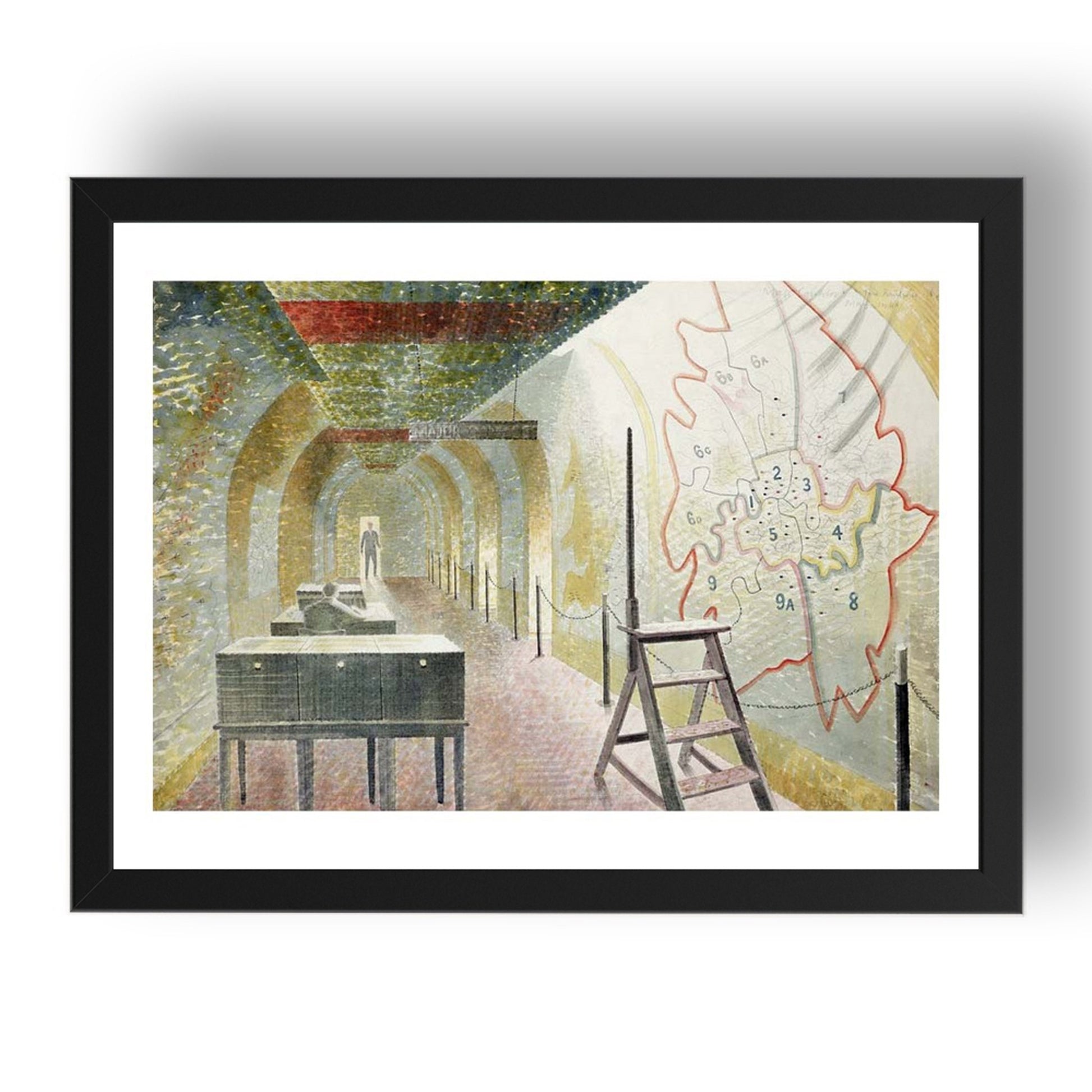 Map Corridor by Eric Ravilious, 17x13" Frame
