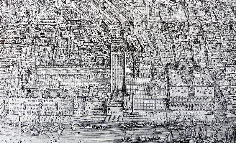 Map of Venedig, vintage artwork by Jacopo de' Barbari, A3 (16x12") Poster Print