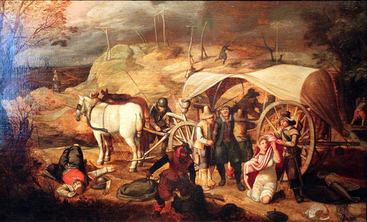 Marauding soldiers, vintage artwork by Sebastian Vrancx, 12x8" (A4) Poster
