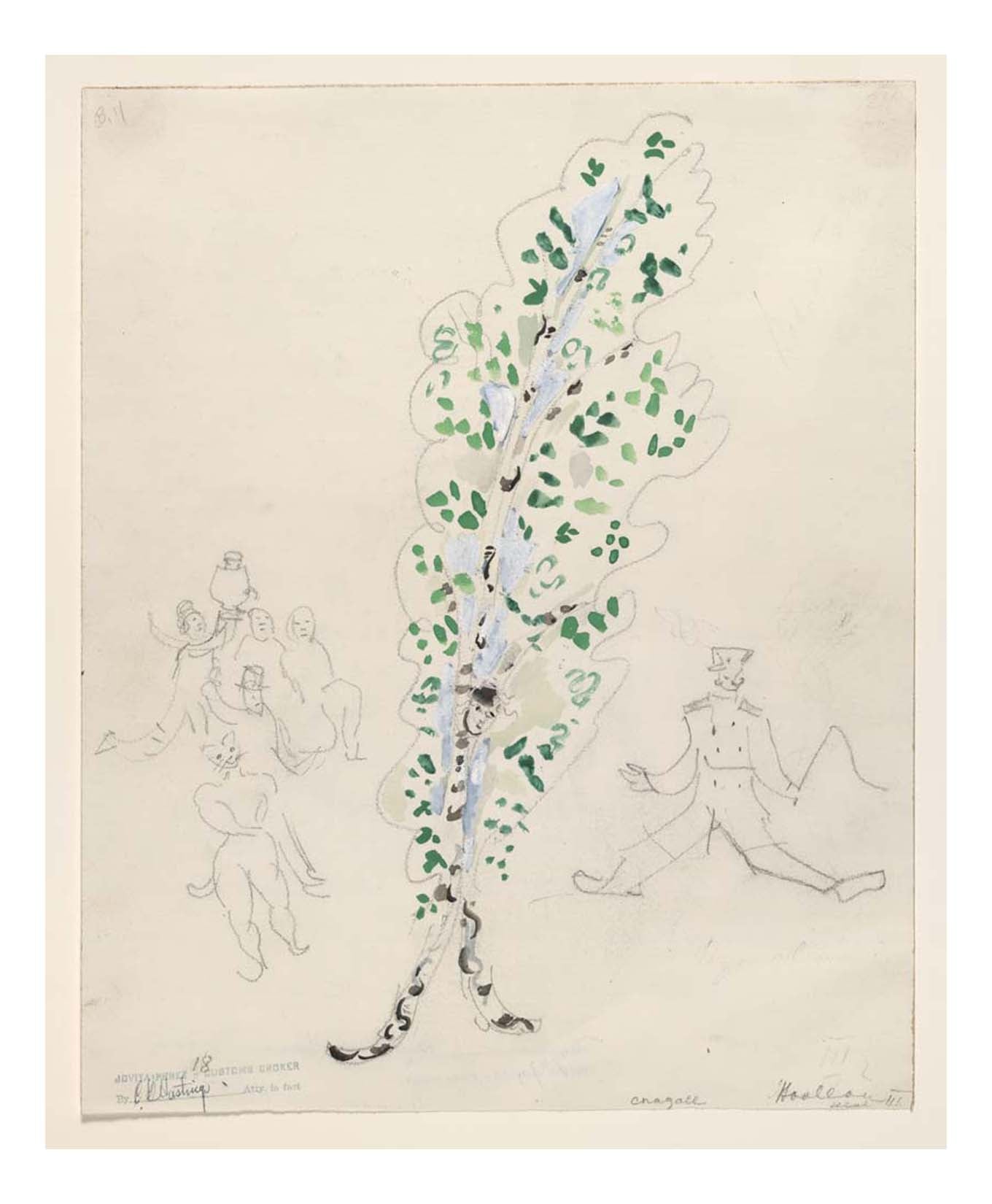 Marc Chagall - A Birch Tree, costume design for Aleko, 16x12" (A3) Poster Print