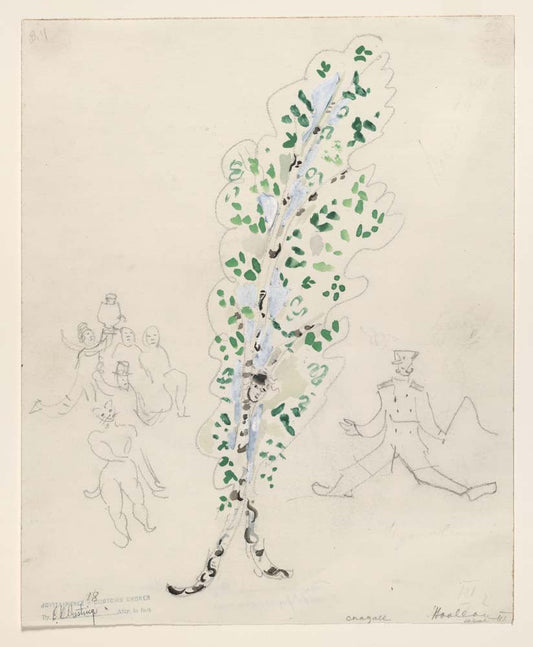 Marc Chagall - A Birch Tree, for Aleko, vintage art, A3 (16x12")  Poster Print 