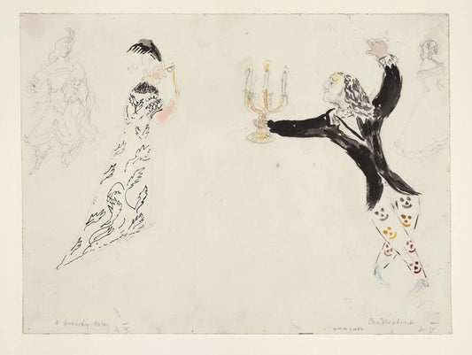 Marc Chagall - A Candlestick and a Society Lady, for Aleko vintage art, A3 (16x12")  Poster Print 