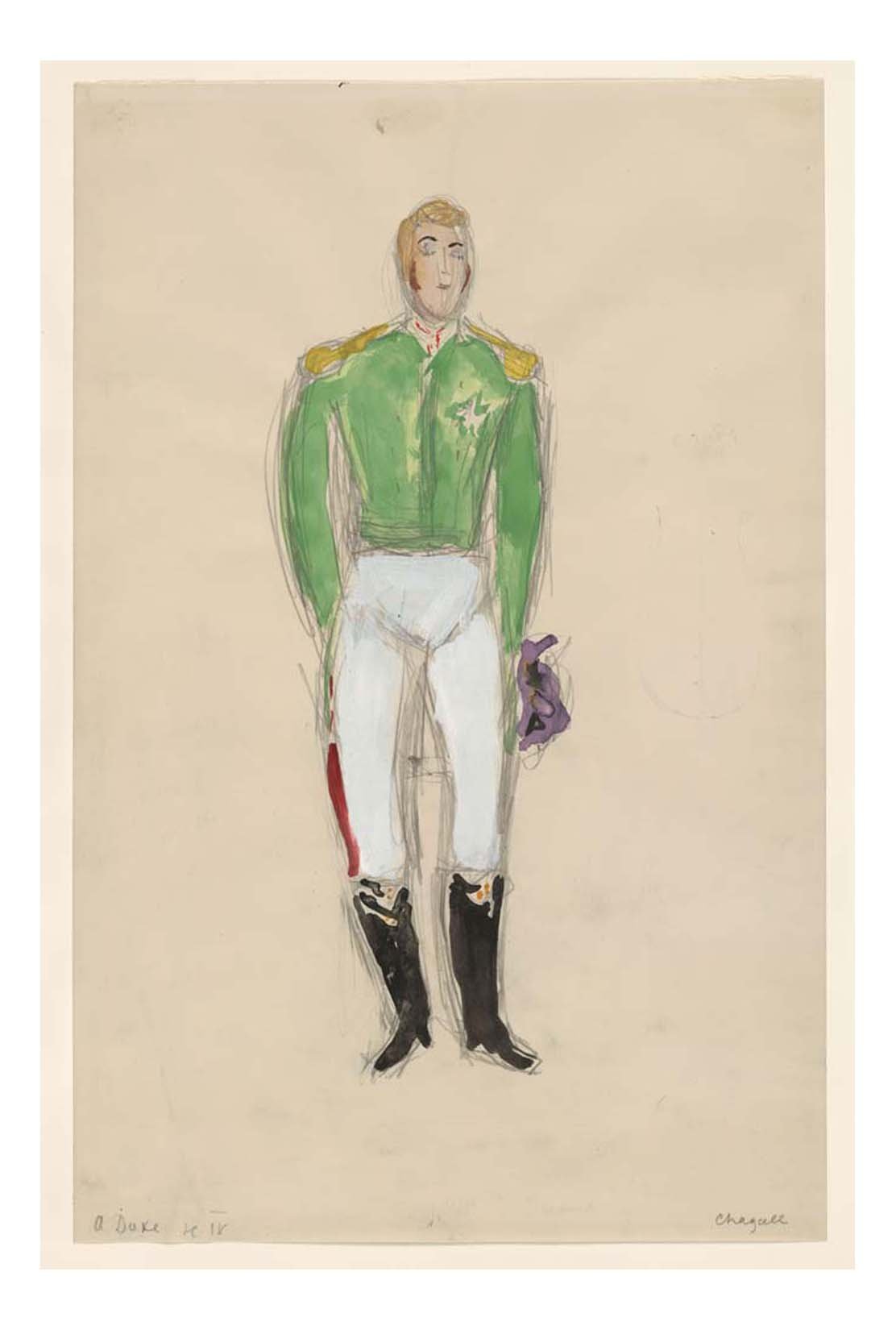 Marc Chagall - A Duke, costume design for Aleko, 16x12" (A3) Poster Print