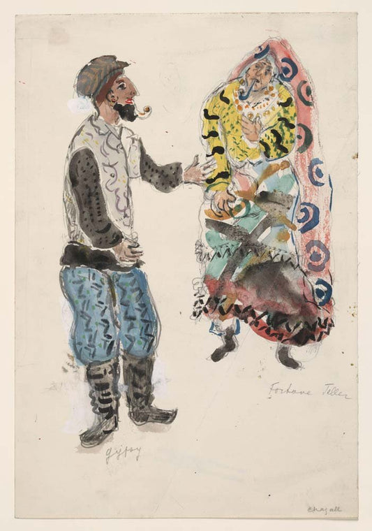 Marc Chagall - A Fortune Teller,  Gypsy,  for Aleko,  vintage art, A3 (16x12")  Poster Print 