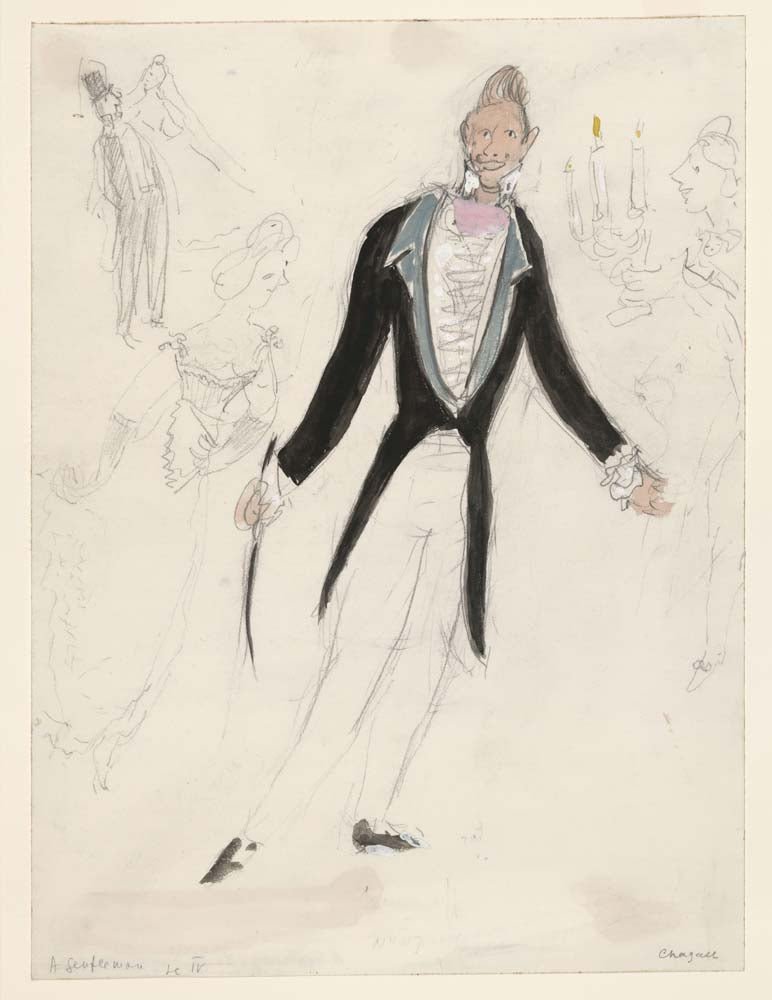Marc Chagall - A Gentleman, costume design for Aleko, vintage art, modern poster print