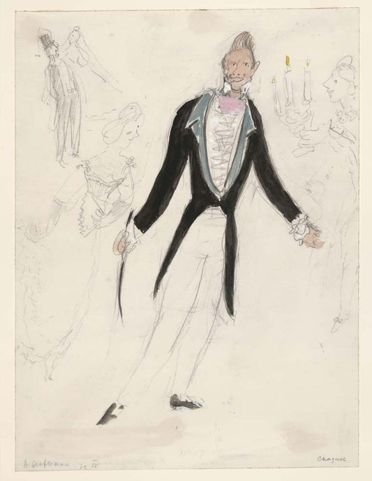 Marc Chagall - A Gentleman, costume design for Aleko, vintage art, modern poster print