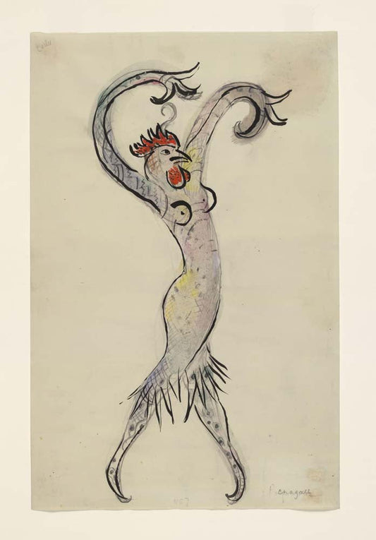 Marc Chagall - A Rooster, costume design for Aleko, vintage art, modern poster print