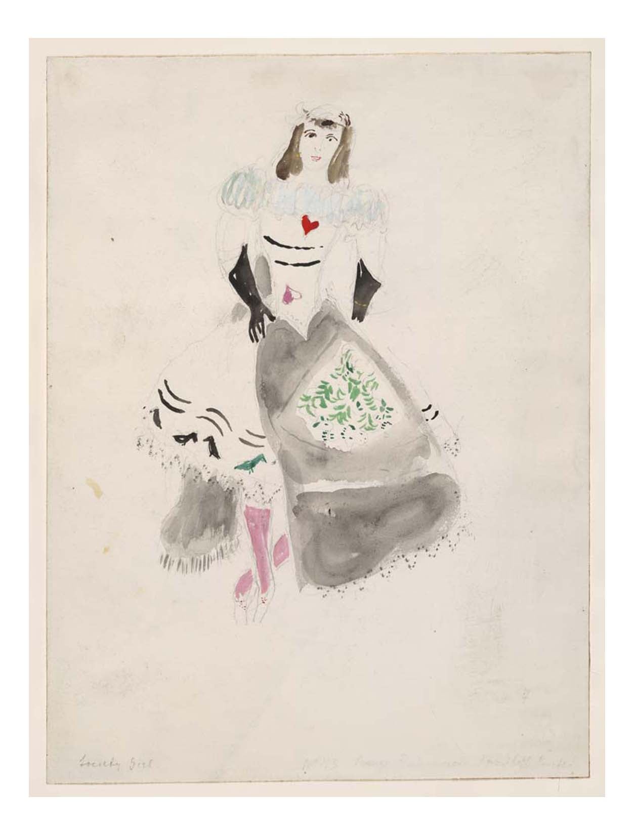 Marc Chagall - A Society Lady, costume design for Aleko, 16x12" (A3) Poster Print