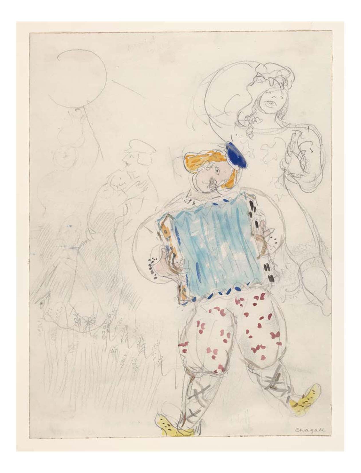 Marc Chagall - A Young Boy, costume design for Aleko, 16x12" (A3) Poster Print