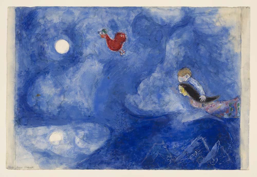 Marc Chagall - Aleko and Zemphira by Moonlight, Aleko, vintage art, A3 (16x12")  Poster Print 