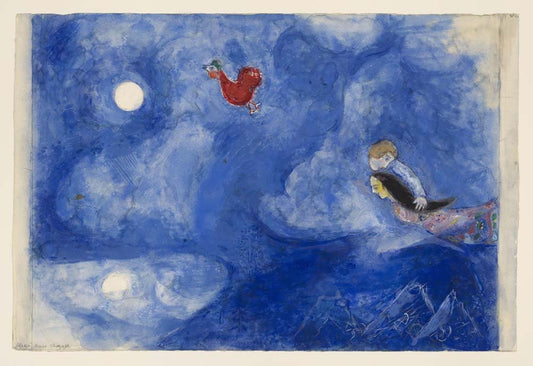 Marc Chagall - Aleko and Zemphira by Moonlight, decor for Aleko, vintage art, modern poster print