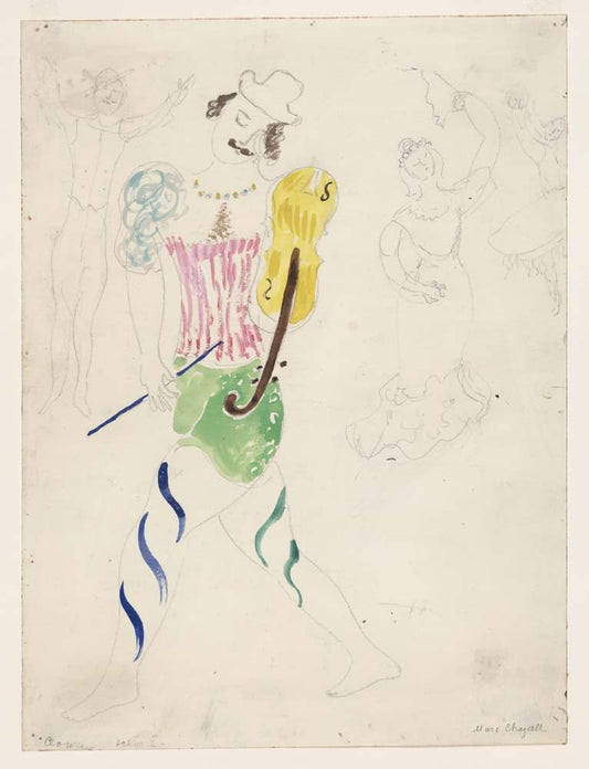 Marc Chagall - Clown, costume design for Aleko, vintage art, modern poster print