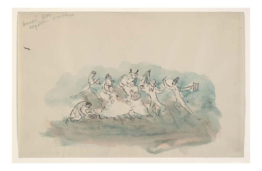 Marc Chagall - Dance of the Peasants, sketch for the choreographer for Aleko, 16x12" (A3) Poster Print