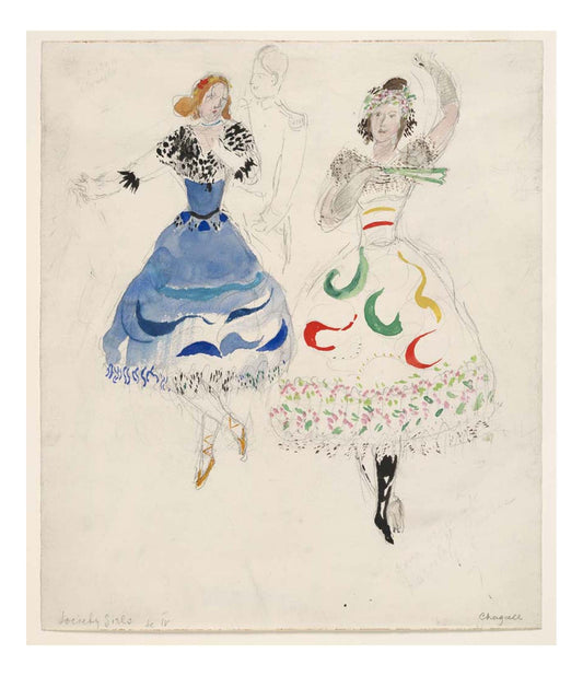 Marc Chagall - Society Girls, costume design for Aleko, 16x12" (A3) Poster Print