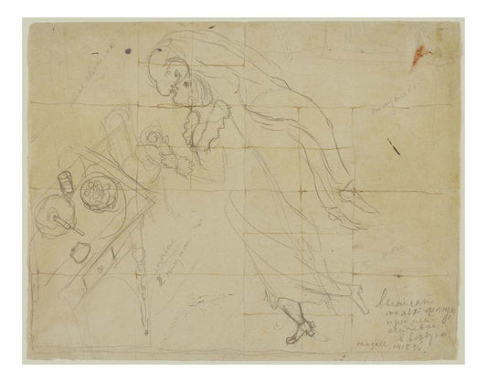 Marc Chagall - Study for Birthday, 16x12" (A3) Poster Print