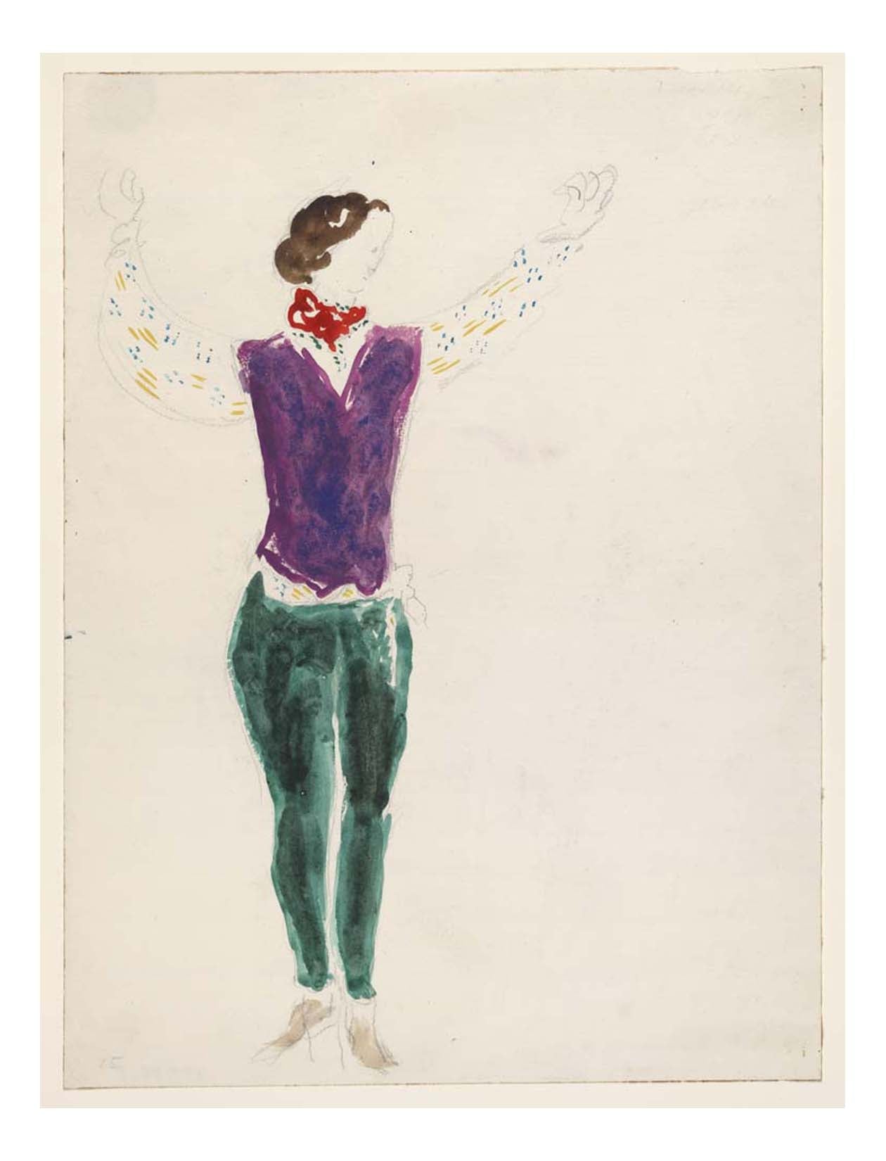 Marc Chagall - The Gypsy Lover, costume design for Aleko, 16x12" (A3) Poster Print