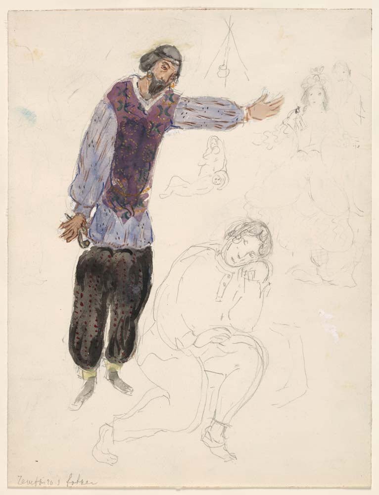 Marc Chagall - Zemphira's Father, costume design for Aleko, vintage art, modern poster print