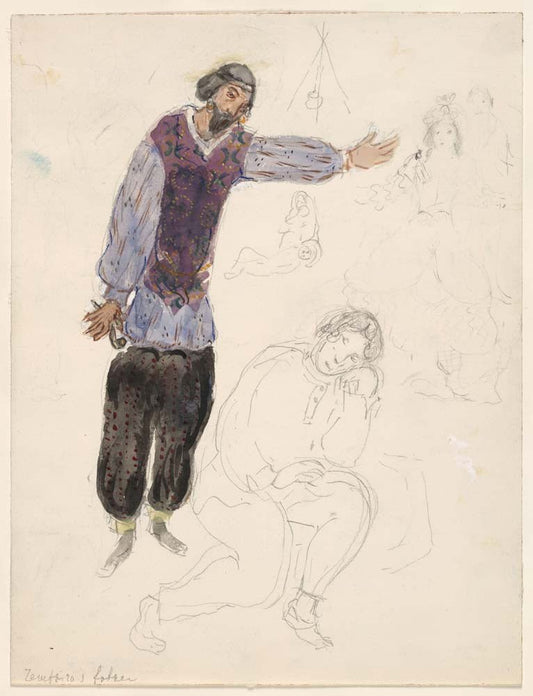 Marc Chagall - Zemphira's Father, costume design for Aleko, vintage art, modern poster print
