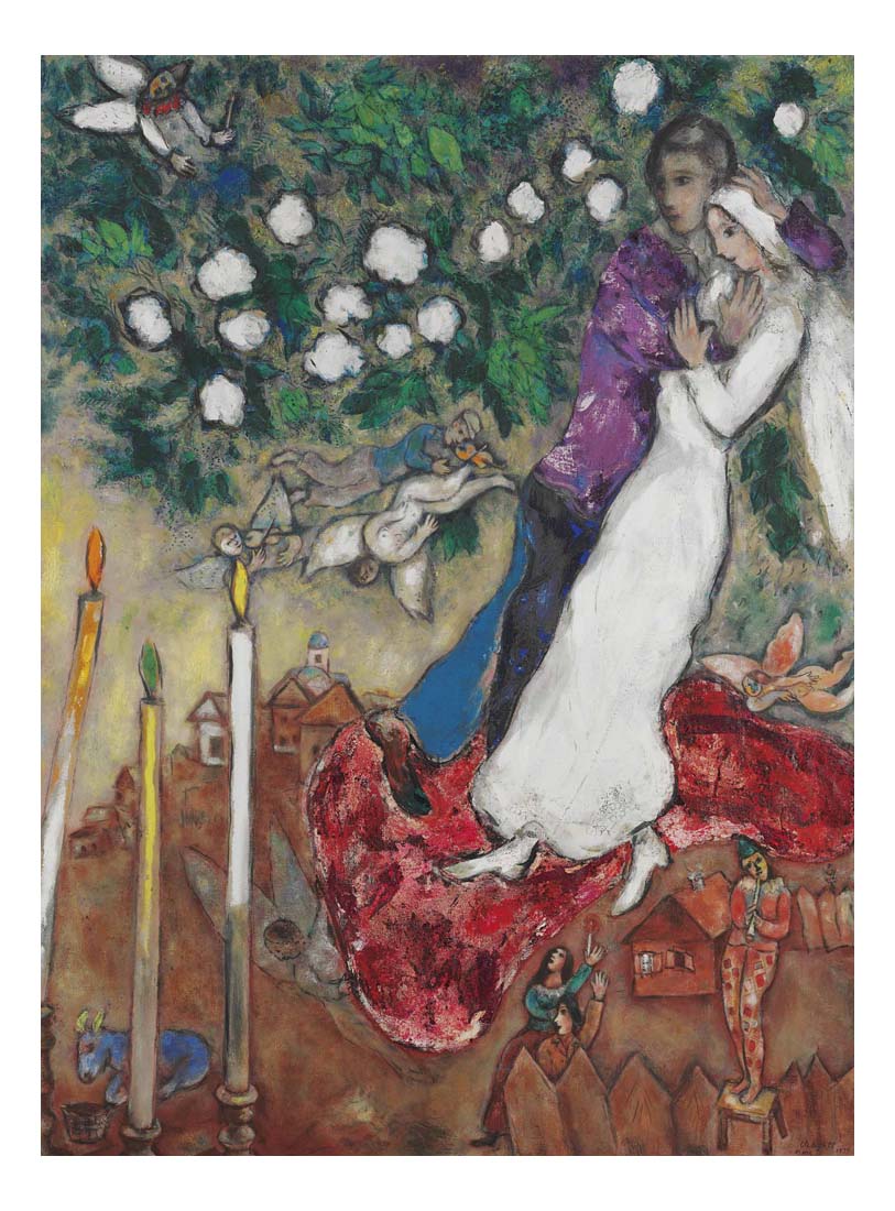 Les Trois Cierges (3 candles) by Marc Chagall, 16x12" (A3) Poster Print