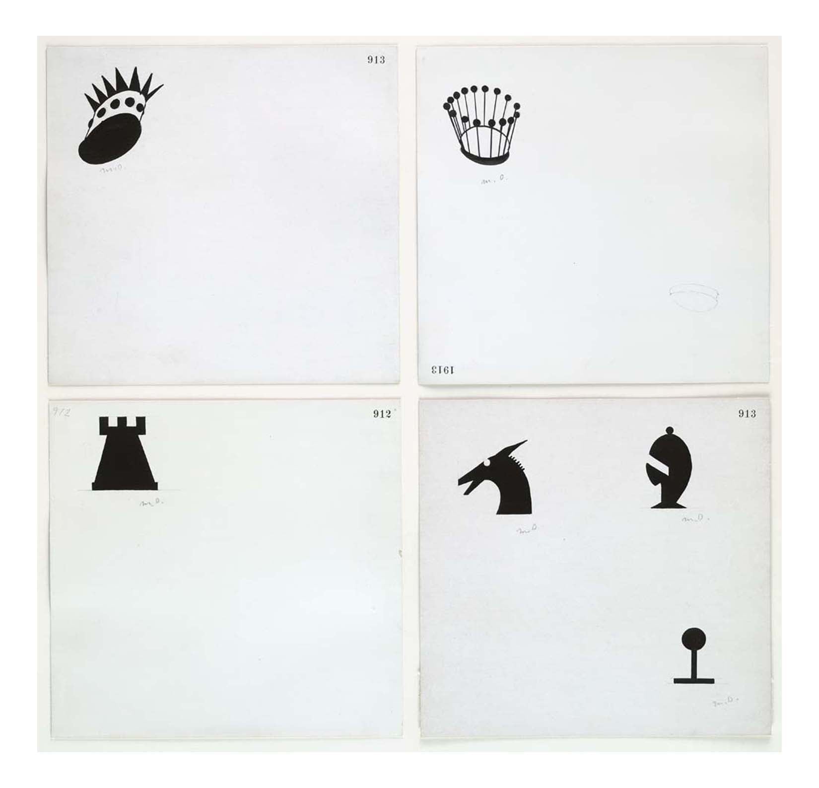 Marcel Duchamp - Designs for Chessman, 16x12" (A3) Poster Print