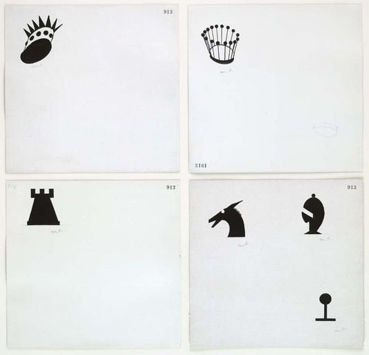 Marcel Duchamp - Designs for Chessman, vintage art, modern poster print