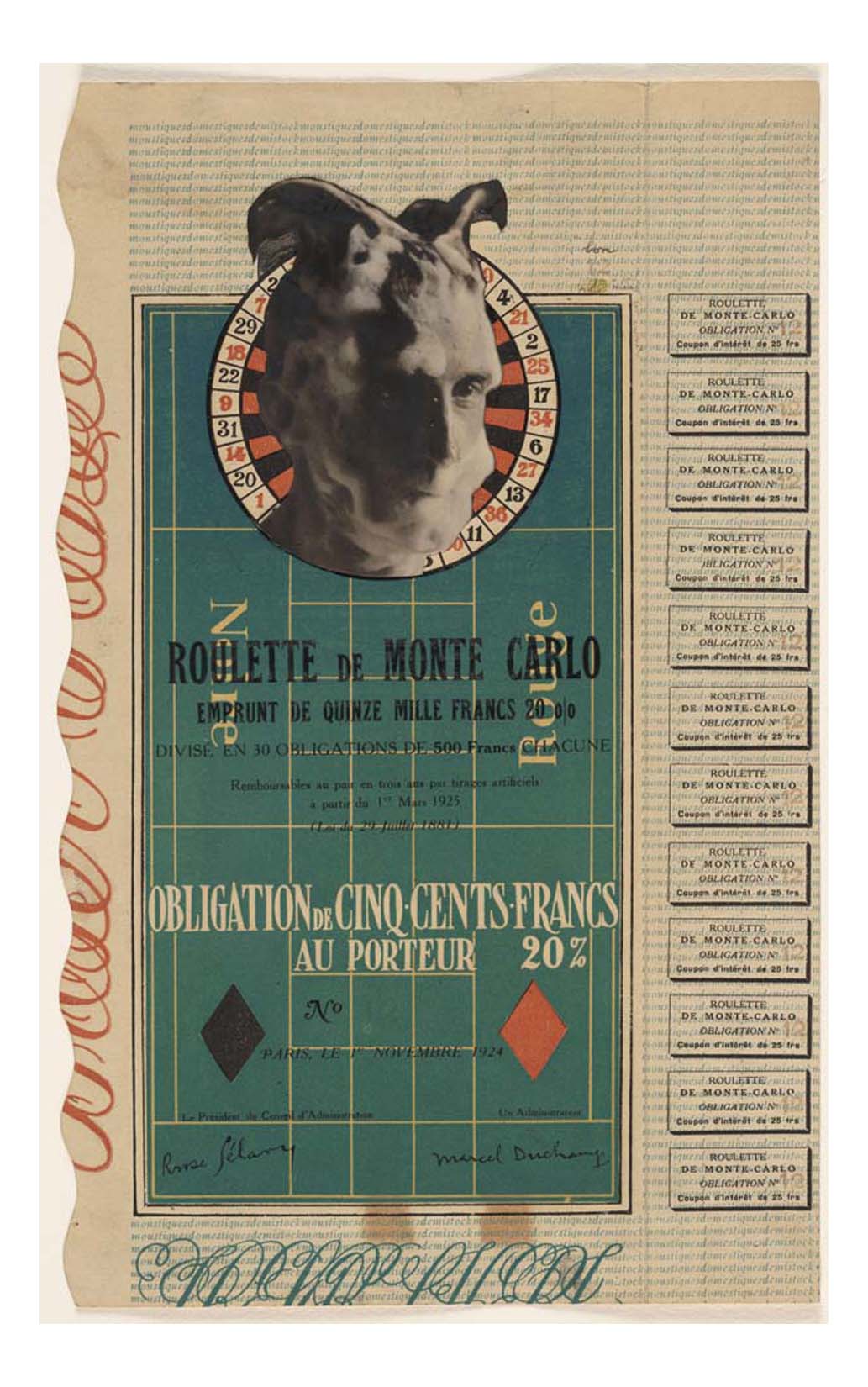 Marcel Duchamp - Monte Carlo Bond, 16x12" (A3) Poster Print