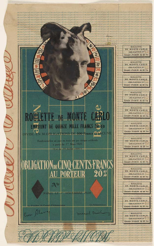 Marcel Duchamp - Monte Carlo Bond, vintage art, modern poster print