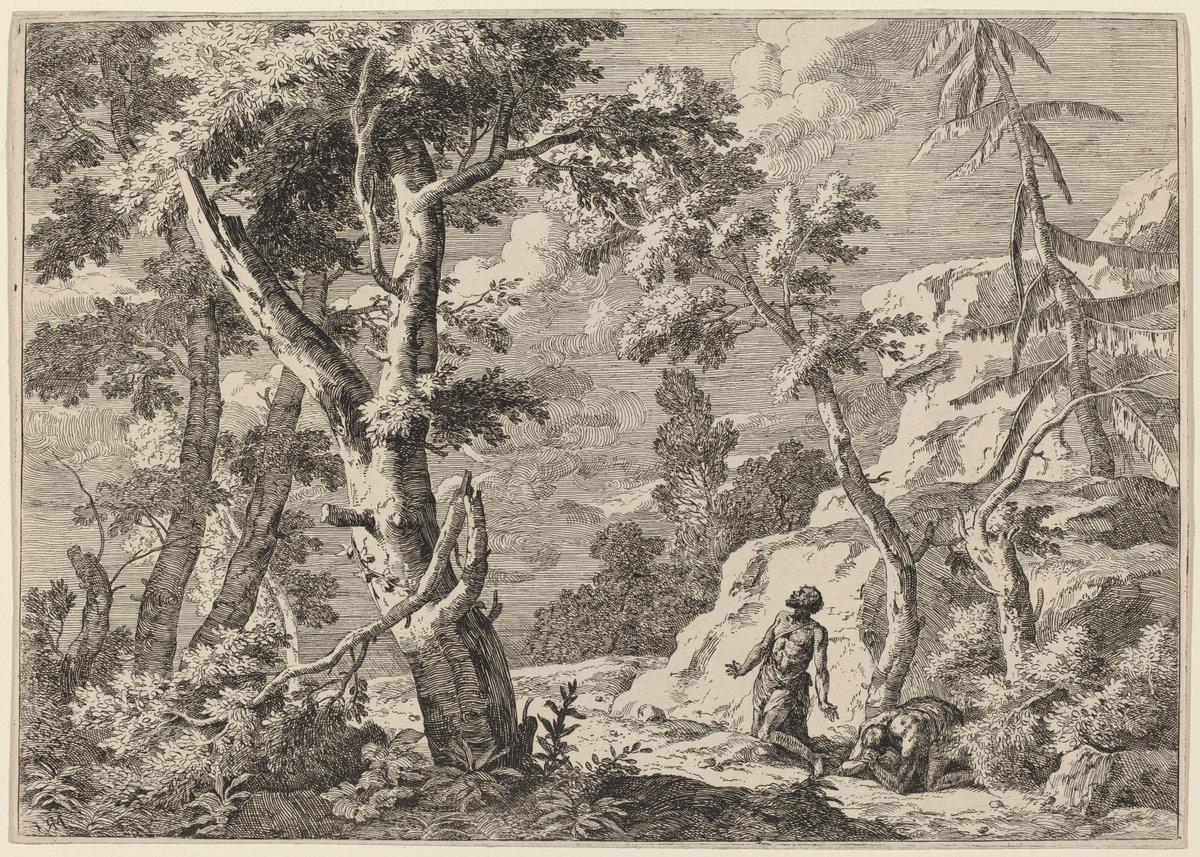 Marco Ricci:Wilderness Landscape with Two Hermits,16x12"(A3) Poster