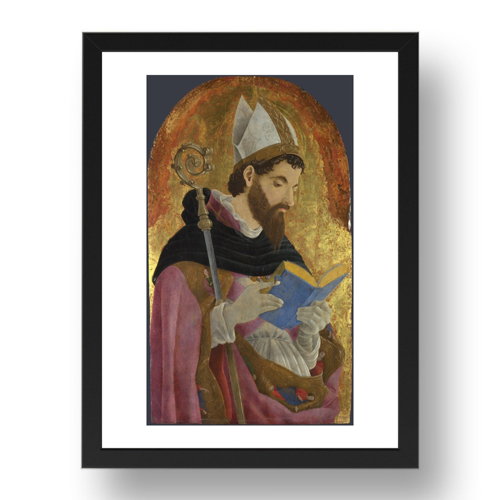Marco Zoppo: A Bishop Saint, perhaps Saint Augustine, Poster in 17x13"(A3) Frame