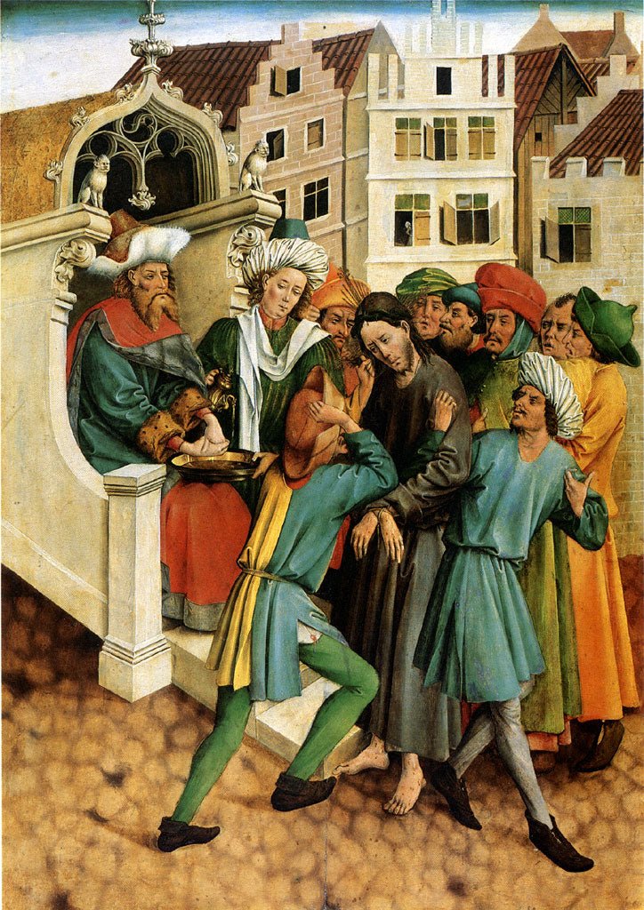 Marienfelder Altar (Christ Before Pilate), vintage artwork by Johann Koerbecke, A3 (16x12") Poster Print