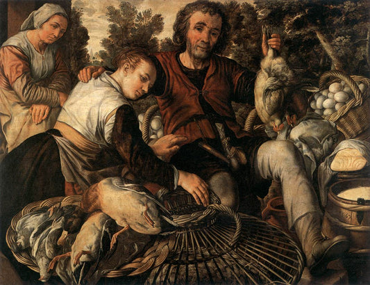 Market Peasants, vintage artwork by Joachim Beuckelaer, A3 (16x12") Poster Print