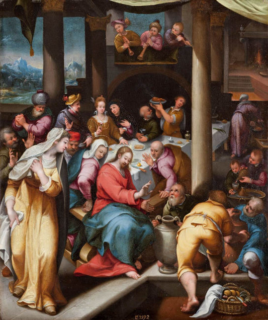 Marriage at Cana, vintage artwork by Denys Calvaert, A3 (16x12") Poster Print