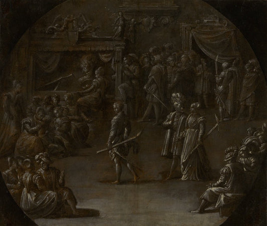 Marriage of a Patrician Couple, vintage artwork by Niccolò dell' Abbate, A3 (16x12") Poster Print