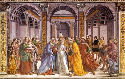 Marriage of Mary, vintage artwork by Domenico Ghirlandaio, A3 (16x12") Poster Print