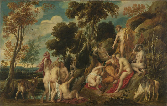 Marsyas Ill-treated by  the Muses, vintage artwork by Jacob Jordaens, 12x8" (A4) Poster