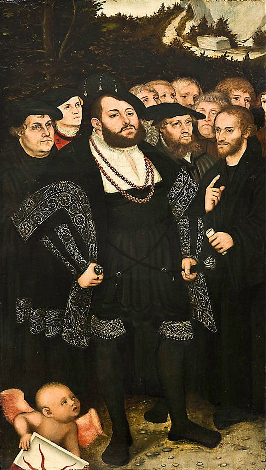 Martin Luther and the Wittenberg Reformers, vintage artwork by Lucas Cranach the Younger, A3 (16x12") Poster Print