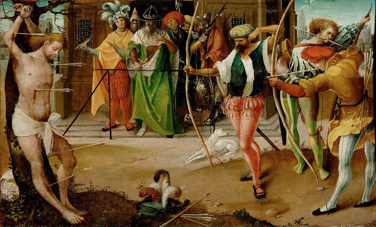 Martyrdom of Saint Sebastian, vintage artwork by Jan de Beer, A3 (16x12") Poster Print
